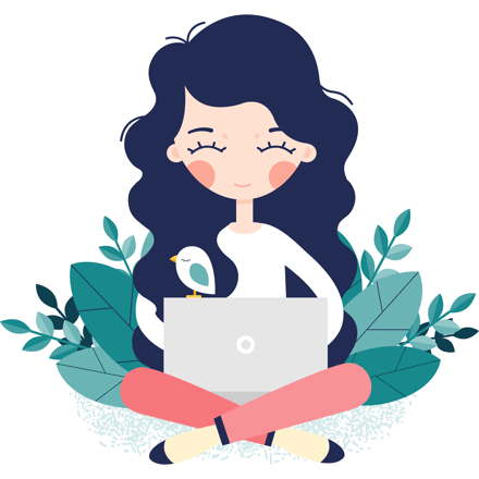 cute woman in pc canva