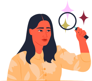 woman magnifying lens